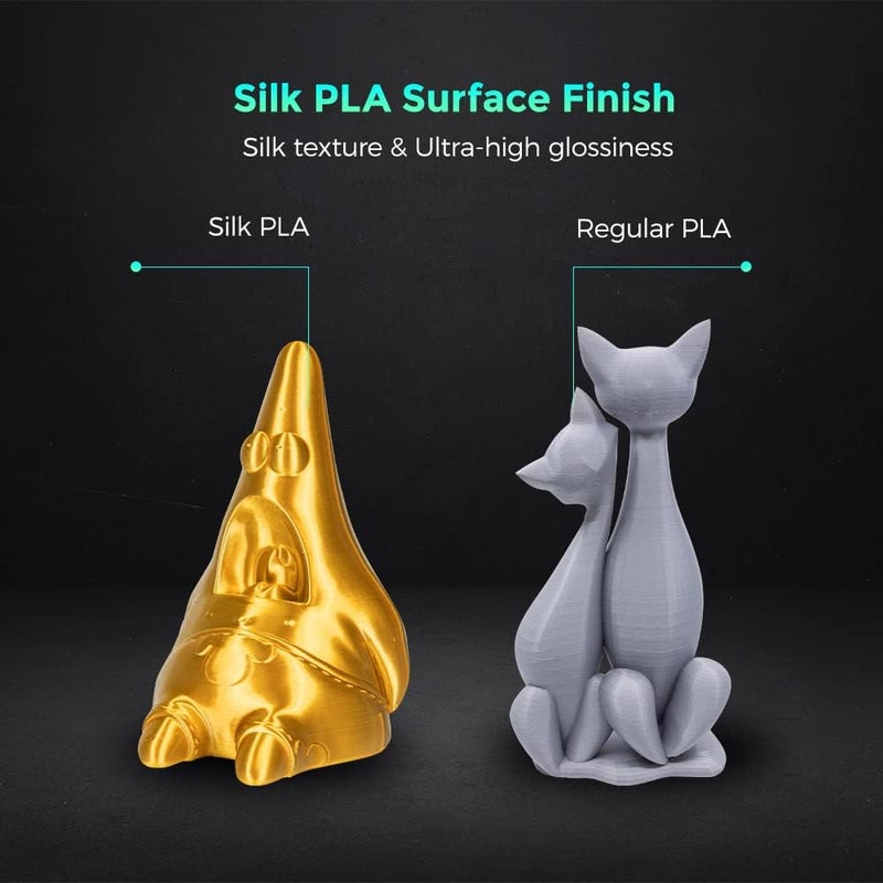 FLASHFORGE خيوط طابعة ثلاثية الأبعاد، خيوط حريرية 1.75 مم، بكرة 1 كجم (2.2 رطل)، دقة أبعاد +/- 0.02 مم لطابعات FDM ثلاثية الأبعاد، نسيج حريري ولمعان فائق (ذهبي) - Image 4